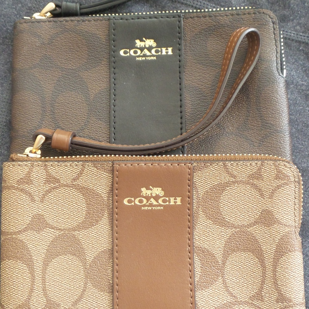 NWT TWO Coach Signature Brown/Black & Tan Wrislets